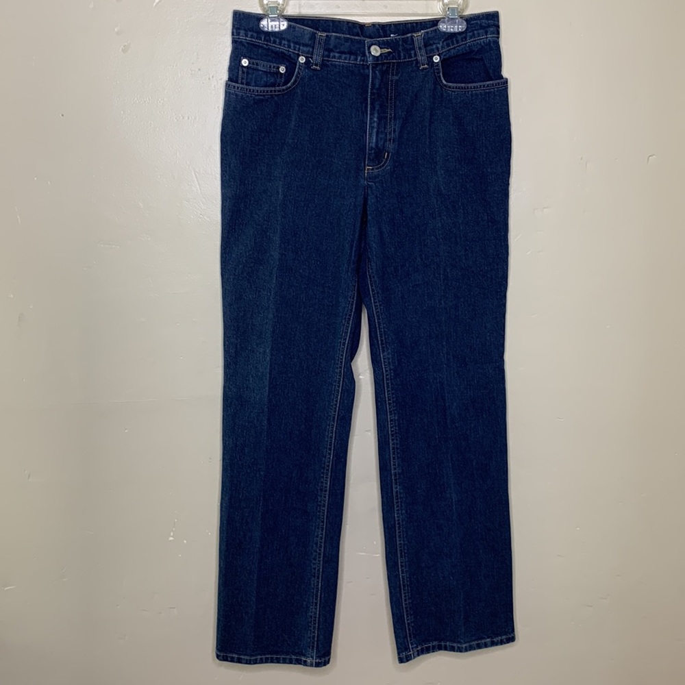 LANDS END Jeans Straight Leg Cotton Spandex Basic 5 Pocket Jeans Size 8